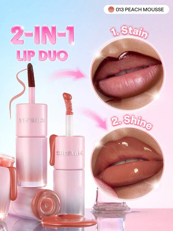 SHEGLAM Line To Shine Peel-Off Lip Tint & Gloss Duo