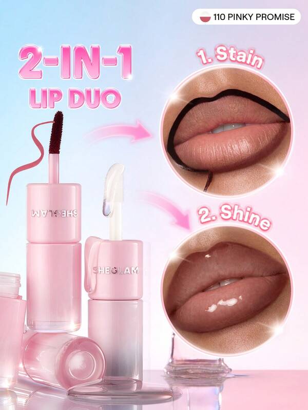 SHEGLAM Line To Shine Peel-Off Lip Tint & Gloss Duo