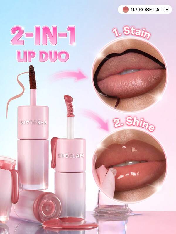 SHEGLAM Line To Shine Peel-Off Lip Tint & Gloss Duo