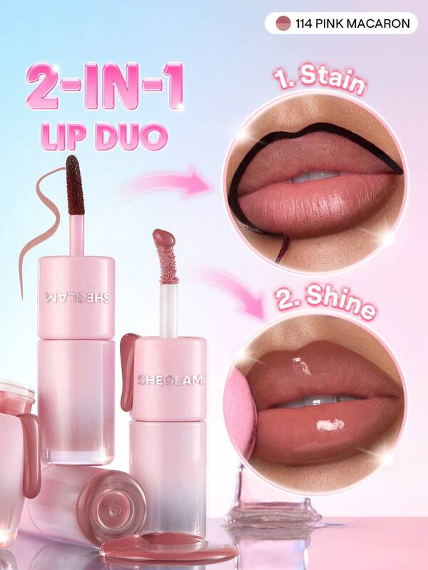 SHEGLAM Line To Shine Peel-Off Lip Tint & Gloss Duo