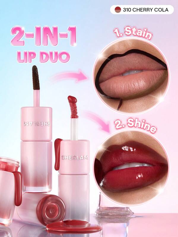 SHEGLAM Line To Shine Peel-Off Lip Tint & Gloss Duo