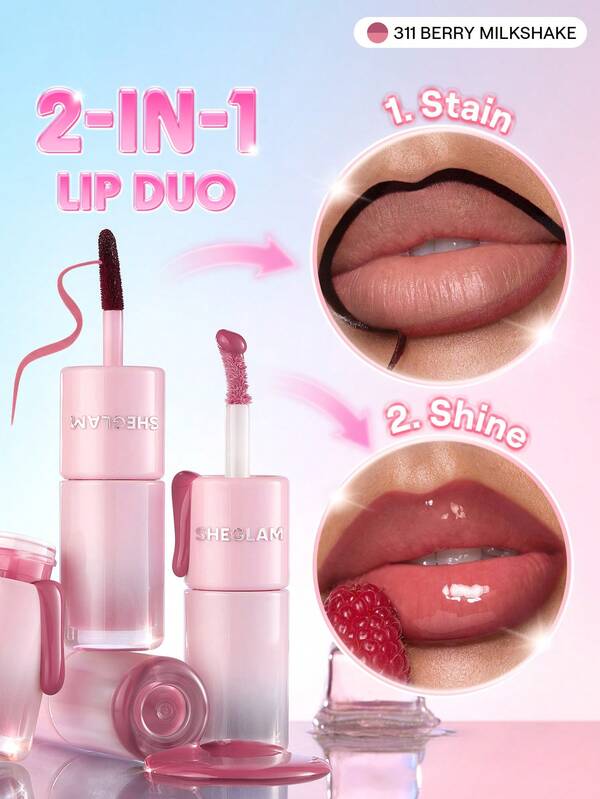 SHEGLAM Line To Shine Peel-Off Lip Tint & Gloss Duo