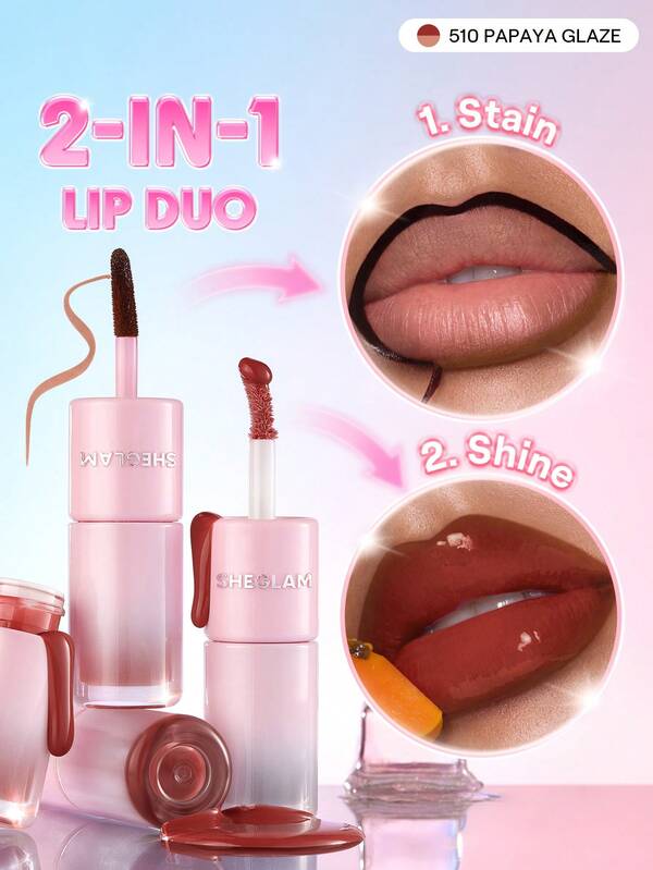 SHEGLAM Line To Shine Peel-Off Lip Tint & Gloss Duo