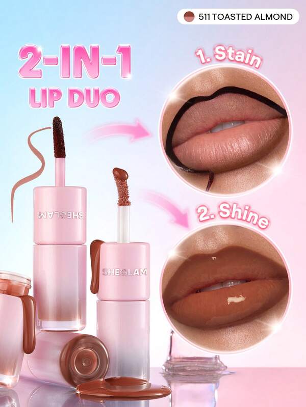 SHEGLAM Line To Shine Peel-Off Lip Tint & Gloss Duo