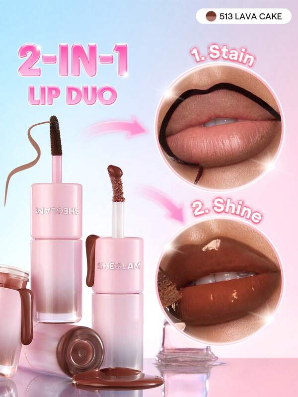 SHEGLAM Line To Shine Peel-Off Lip Tint & Gloss Duo