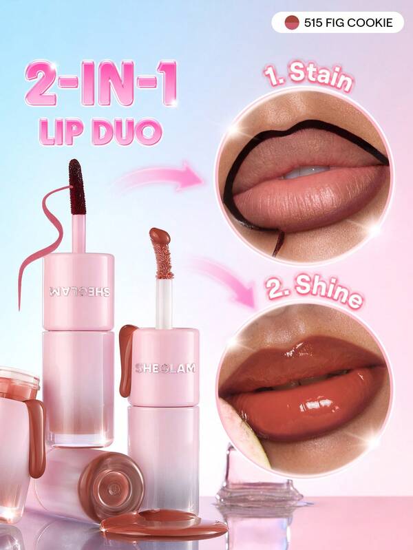 SHEGLAM Line To Shine Peel-Off Lip Tint & Gloss Duo