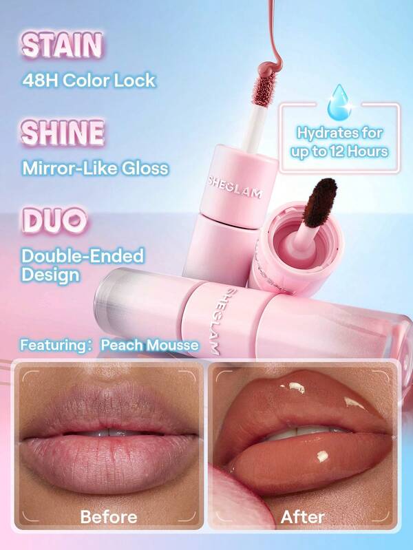 SHEGLAM Line To Shine Peel-Off Lip Tint & Gloss Duo